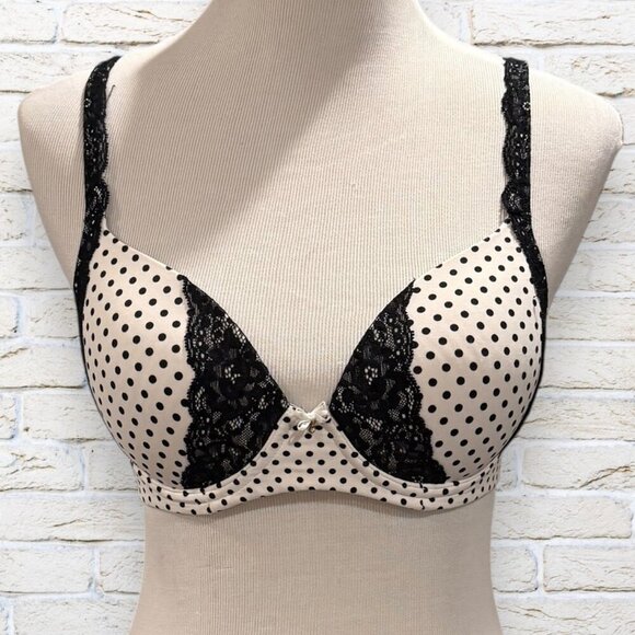SOMA Embraceable Full Coverage Lace Trim Polka Dot Bra 34C - Picture 1 of 5
